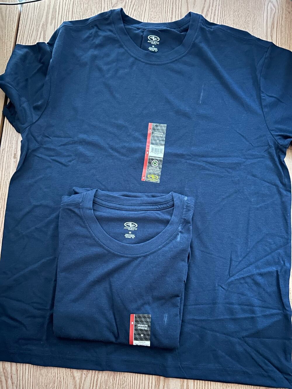 New Mens Bundle of 2 Athletic Works T-shirts Moisture Wicking Navy Medium